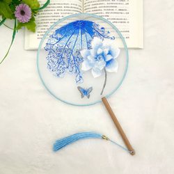 New Single-Sided Embroidered Round Fan, Embroidered Fan for Hanfu, Versatile Classical Fan for Street Stalls