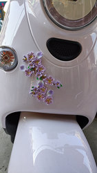 Purple Peach Blossom 3D Car Sticker for Dashboard, No. 9 Electric Vehicle Screen, Flower Design, Traceless, Three-Dimensional Scratch Cover Decorative Sticker