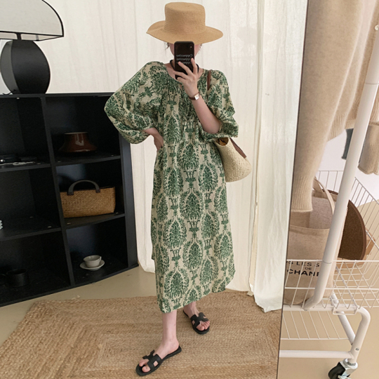 Dorn Mommy Green Floral Maternity Dress - Lx9070 Dorn Mommy Green Floral Maternity Dress - Lx9070