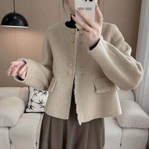 
Temperament Double-Sided Wool Coat Women's Short Autumn and Winter New Korean Style Double-Sided Wool Coat Small Fragrance Style Single-breasted Wool Coat