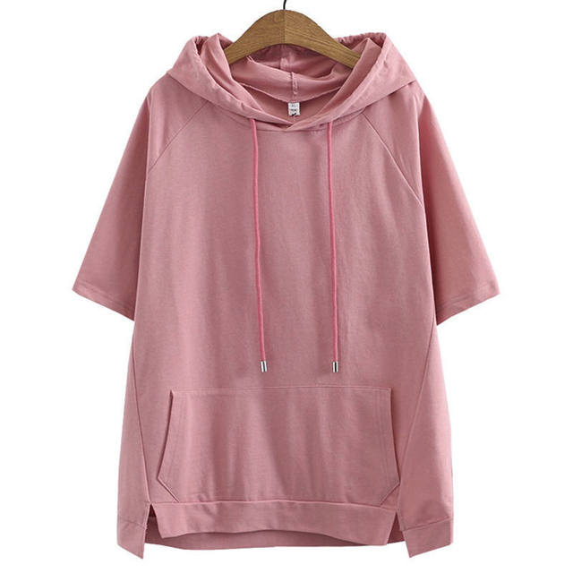 Summer Hooded Tops For Women Korean Style New Versatile Solid Color