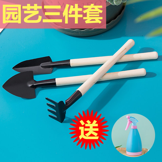 Potted small shovel planting flowers and gardening tools Planting succulent tools Set mini three -piece home with iron shovel
