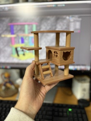 Miniature Cat Climbing Frame Desktop Ornament Miniature Scene (All Sizes Have Wood Grain)