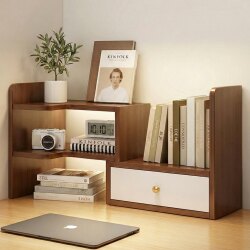 Bookshelf Desktop Corner Table Storage Rack Student Dormitory Storage Rack Workstation Office Desk Layered Telescopic Small Bookcase