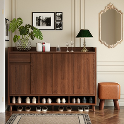 Solid Wood Core Shoe Cabinet, Wall-Mounted, Large Capacity Storage, Integrated Storage Cabinet, High-End Entrance Cabinet for Home Use