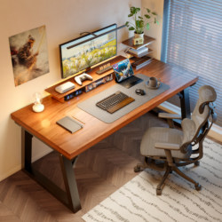 Computer Desk for Bedroom, Home Use, Solid Wood Core Desktop Gaming Table, Gaming Chair Set, Bedside Rectangular Student Study Desk