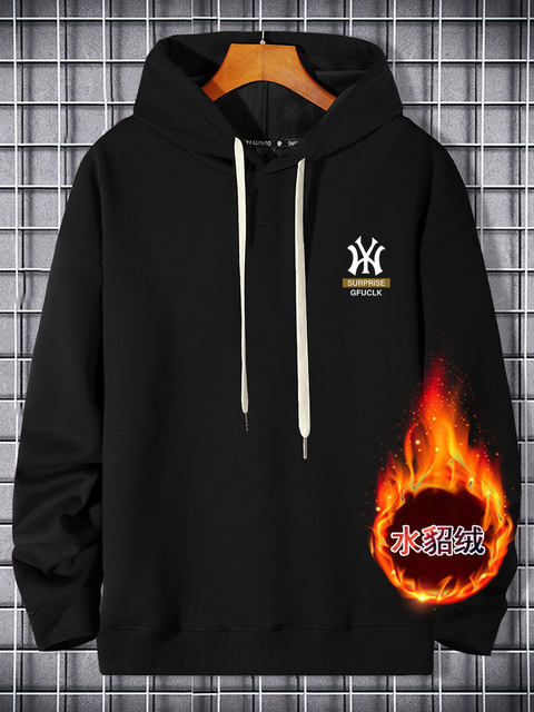 Sweatshirt men's autumn and winter pure cotton velvet hoodie new style ...