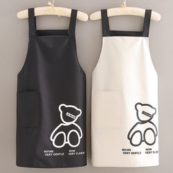 Black and White Chef Apron with Straps, Waterproof and Oil-Proof, for Cooking and Cutting, Work Uniform