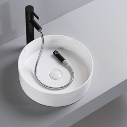 Artistic Round Countertop Basin 35cm for Home Balcony Ceramic Washbasin Single Basin Face Wash Basin Small 350/400