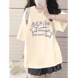 2026 New Summer Pure Cotton Short-Sleeved T-Shirt for Men and Women, Loose and Versatile, Simple ins Style Top, Trendy for Teenagers