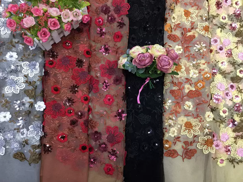 厂家直销新款立体浮花高档网纱刺绣蕾丝花边面料六瓣花