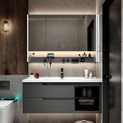 Modern Minimalist Bathroom Cabinet Set with Integrated Ceramic Basin, Washbasin, and Smart Bathroom Vanity Set
