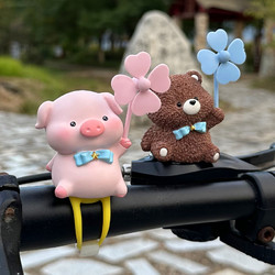 Windmill Piggy Little Yellow Duck Car Ornaments Bicycle Helmet Electric Motorcycle Cute Decorations Pendants Accessories