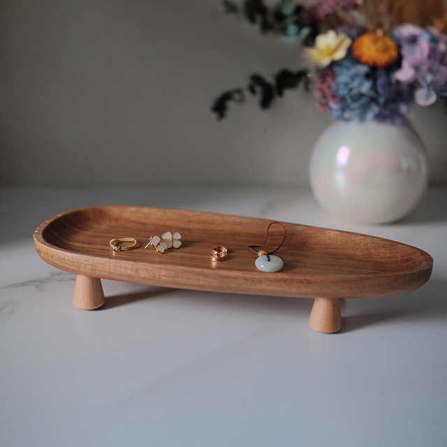 Jewelry display stand walnut high-end jewelry display necklace earring display plate high foot display plate ring tray