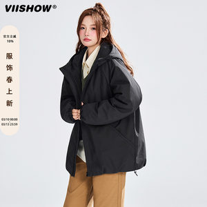 
VIISHOW trendy brand winter solid color basic thickened hooded cotton coat for men and women retro couple versatile warm cotton clothing