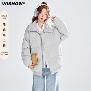 VIISHOW American contrasting color stand-up collar cotton coat for men winter 2025 new trendy brand loose couple cold-proof and warm jacket