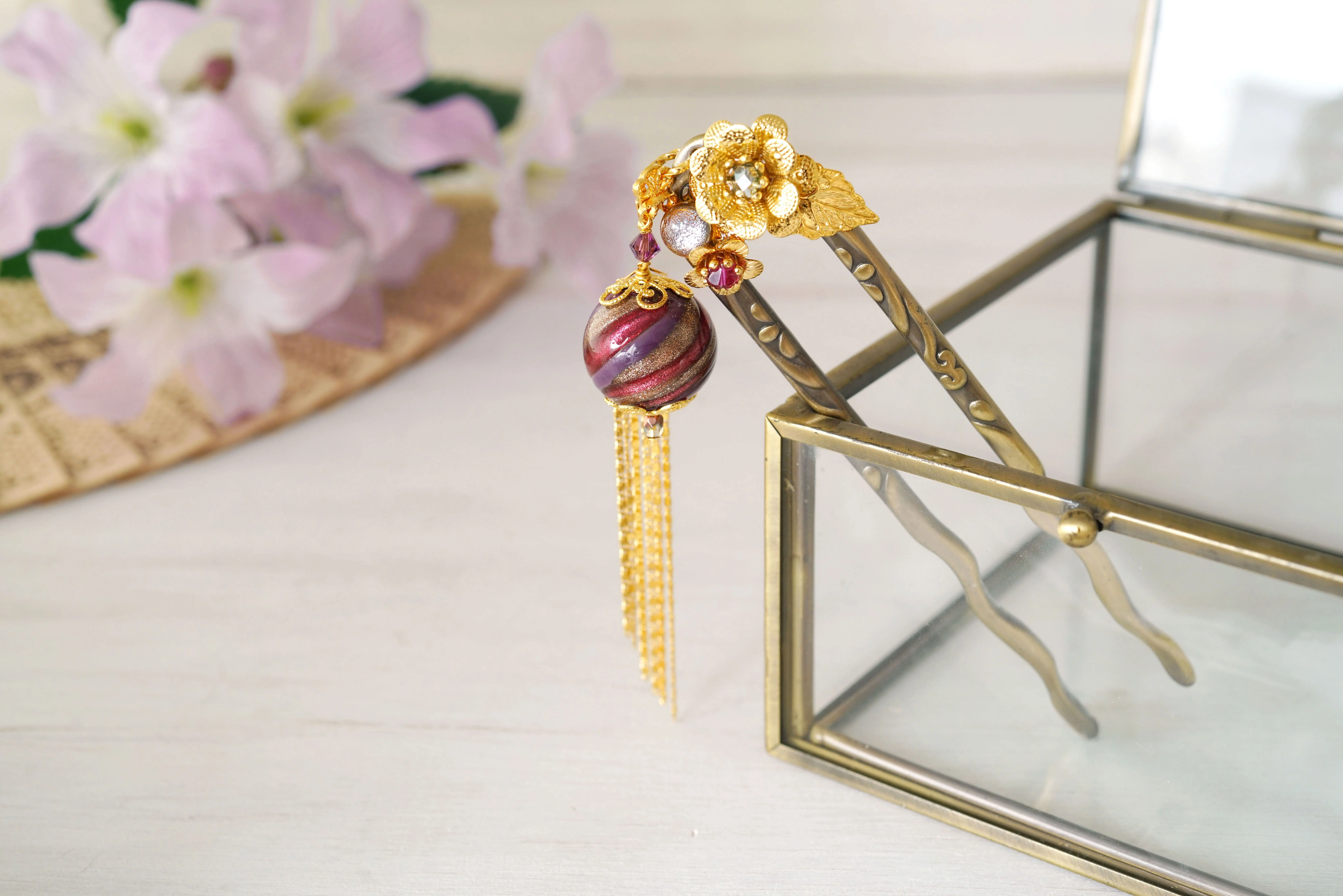 推荐 花紫日本京都匠人纯手工簪子teftef U型簪身约10cm