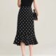Polka dot skirt for women in summer new large size irregular ruffled hip fishtail skirt mid-length chiffon skirt