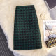 Women's 2024 Autumn and Winter Retro Houndstooth Plaid Skirt A-line High-waisted hip-slit one-step mid-skirt