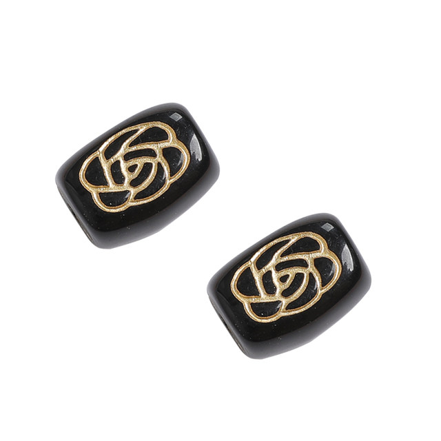 50g transparent black and white retro morandi gilt gold tracing beads