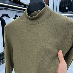 Men's German velvet base shirt men's autumn and winter half turtleneck winter sweatshirt thermal inner top double-sided velvet long-sleeved T-shirt
