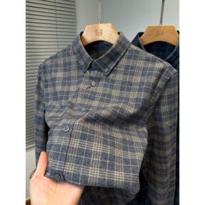 
Double-sided brushed shirt men's long-sleeved autumn and winter fashion casual plaid shirt men's young and middle-aged inner wear