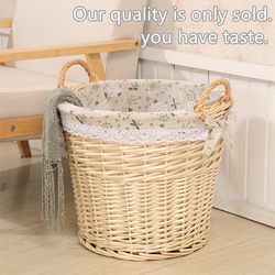 ins Dirty Clothes Storage Basket, Rattan Laundry Basket, Toy Storage Basket, Large Wicker Dirty Clothes Hamper for Home Use