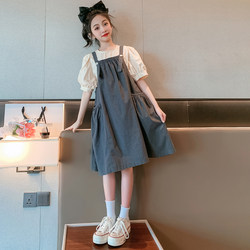Girls' Suspender Skirt Set Summer 2026 New Stylish Pure Cotton Dress for Older Children Summer Children's Dress