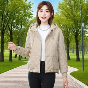 2026 Autumn and Winter New Fashionable and Versatile Diamond Check Down Jacket Women's Small Cotton Jacket Jacket Lightweight Cotton Jacket