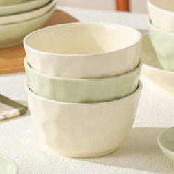 New Cream-Style Ceramic Bowl Set, High-Value Bowls for Home Use, Underglaze Color Bowls, Plates, Bowls, and Spoons, Housewarming New Home Tableware