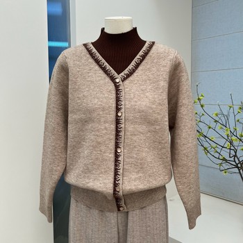 Warm winter mommy half turtleneck fake two-piece sweater