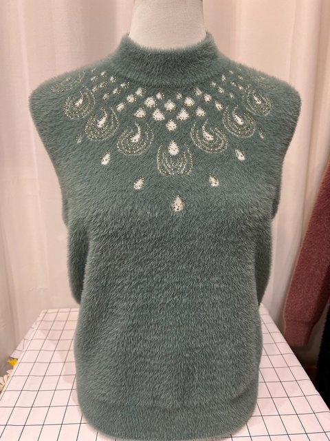 Winter high-end thickened mother's clothing, extra large size loose knitted imitation mink velvet, middle-aged and elderly half turtleneck pullover sweater