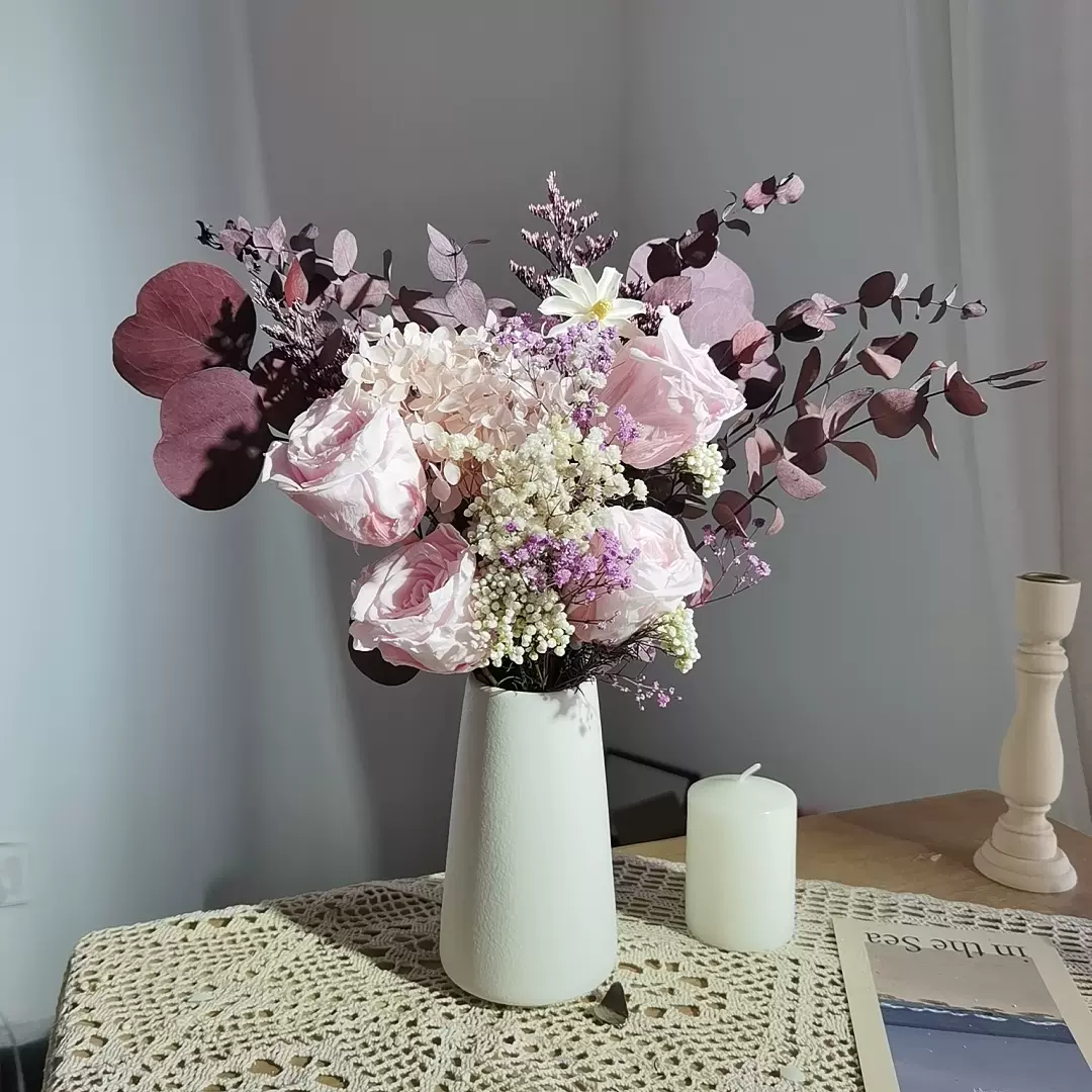 永生花天然真花風乾輕奢乾燥花束網紅蘆葦高級乾燥花