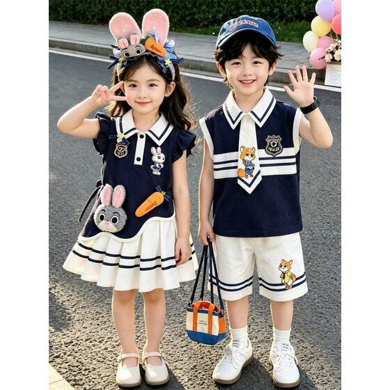 
Girls Rabbit Officer Dress Summer Baby Zootopia Clothes Children's Super Hot Summer Dress Judy Skirt