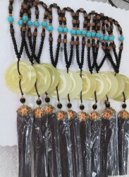 Natural Afu Jade Peace Buckle Car Pendant, Peace Charm, Braided Rope Gourd Hanging Ornament, Creative Car Pendant