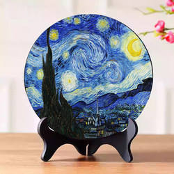 Van Gogh Oil Painting Decoration American Activated Carbon Carving Ornaments Wine Cabinet Living Room Tv Cabinet Sunflower Star Moon Night Ornaments