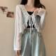 Lace sunscreen cardigan for women, summer thin suspender skirt, blouse, small waistcoat, long sleeves, short shawl jacket