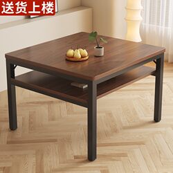 Square Dining Table for Small Apartments, Coffee Table, Mahjong Table, Double-Layer Simple Table, Workbench, Square Wooden Table for Eating
