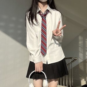 Japanese jk uniform shirt long sleeve top for women spring and summer new style college style versatile layered short skirt pleated skirt school supplies
