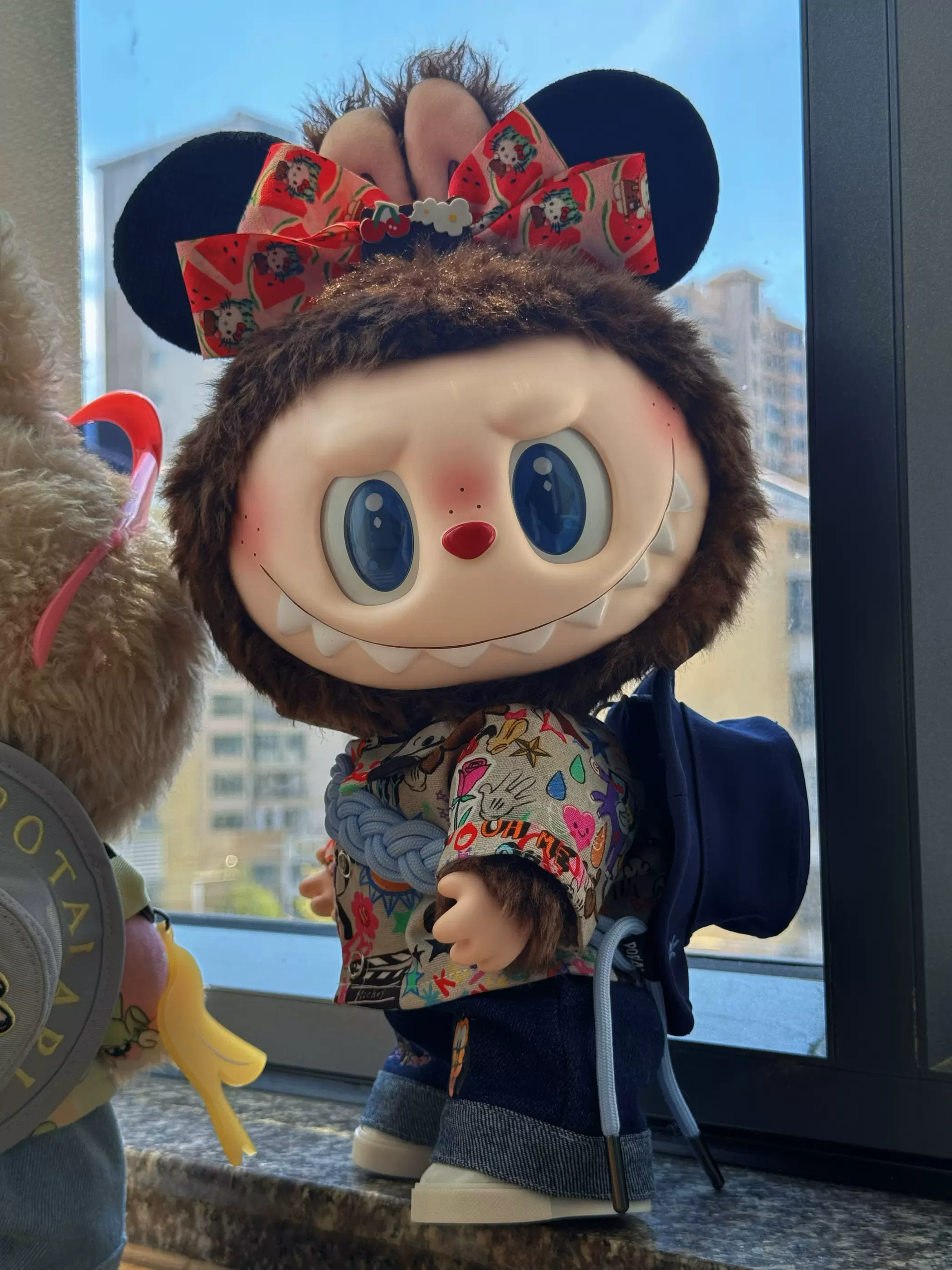 38厘米大娃拉布布Labubu一代大夏日mokoko国王毛绒公仔娃衣着替