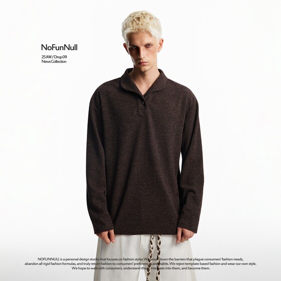 
NOFUNNULL retro old money style knitted long-sleeved T-shirt for men and women cleanfit upstart high-quality base shirt top