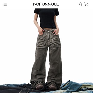 
NOFUNNULL summer American dirtyfit distressed washed jeans for men and women handsome straight trousers