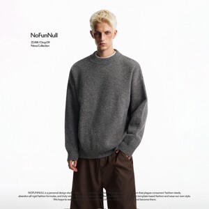 
NOFUNNULL Heavyweight Round Neck Loose Pullover Sweater Autumn and Winter Men's High Quality Knitted Sweater Top with Bottoming for Women