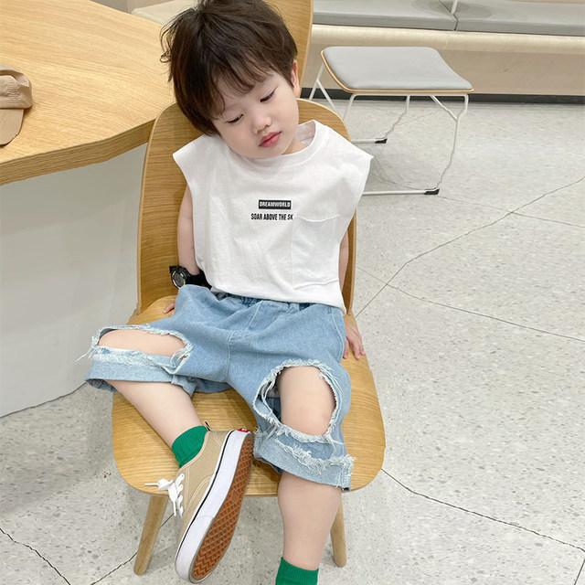 Boys Summer Suit 2024 New Vest Fashionable Children's Clothes Baby ...