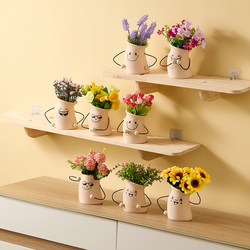 Creative Ceramic Artificial Flower Ornaments, Green Plant Wall Decorations, Home Decor Items for the Living Room, Fake Flower Displays, Small Potted Plants