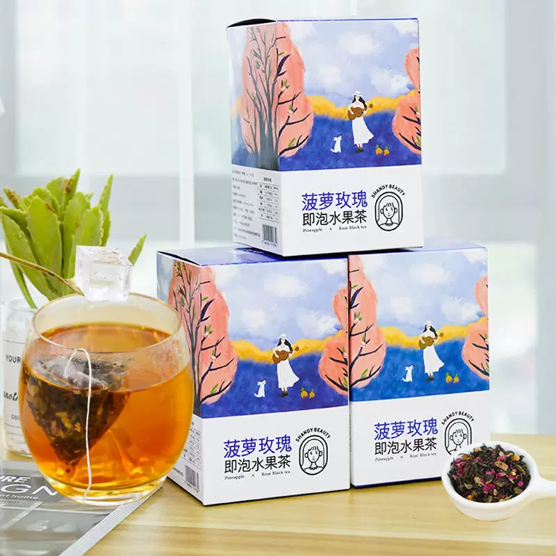 鳳梨玫瑰花紅茶茶包茶葉三角袋泡茶水果茶冷泡茶