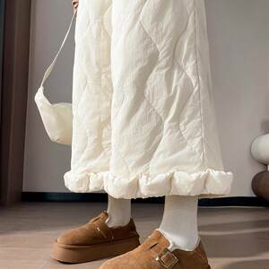 
Windproof and waterproof nine-point down pants for women in winter, new cold-resistant and warm straight pants with leggings, wide legs, two-wear casual pants