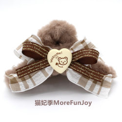Morefunjoy Original Brown Bear Bowknot Plush Hair Clip Autumn Winter Shark Clip Hair Accessory for Girls