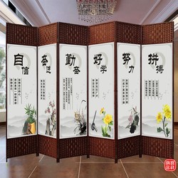 Screen Partition for Bedroom, Living Room, Office, Hotel, School, Solid Wood Entrance, Hotel, Fabric Movable Folding Screen