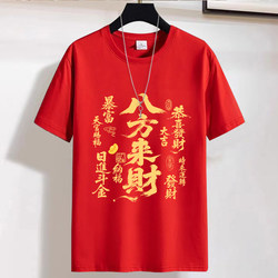 2026 Year of the Horse T-Shirt, Red Short-Sleeved Chinese Style New Year Greeting Shirt for the Annual Meeting, the Year of One's Birth, Brings Wealth and Prosperity from All Directions